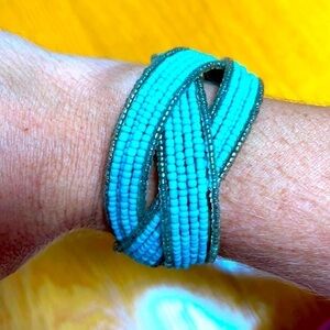 Handmade Twisty Bracelet Beaded Cuff Southwestern Festival Cowgirl